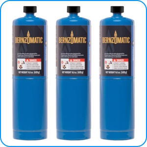 Image of three blue propane cylinders
