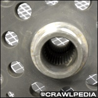 A closeup photo of the internal splines on a spool.