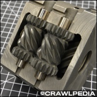 A photo of a torsen differential cutaway showing the internal helical gears.