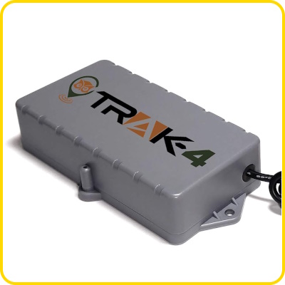 Image of a gray plastic box labled Trak-4